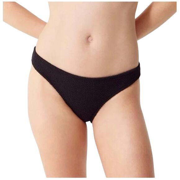 J Crew Womens Textured Hipster Full Coverage Bikini Bottom Size 2X Black BP265 - Picture 1 of 9